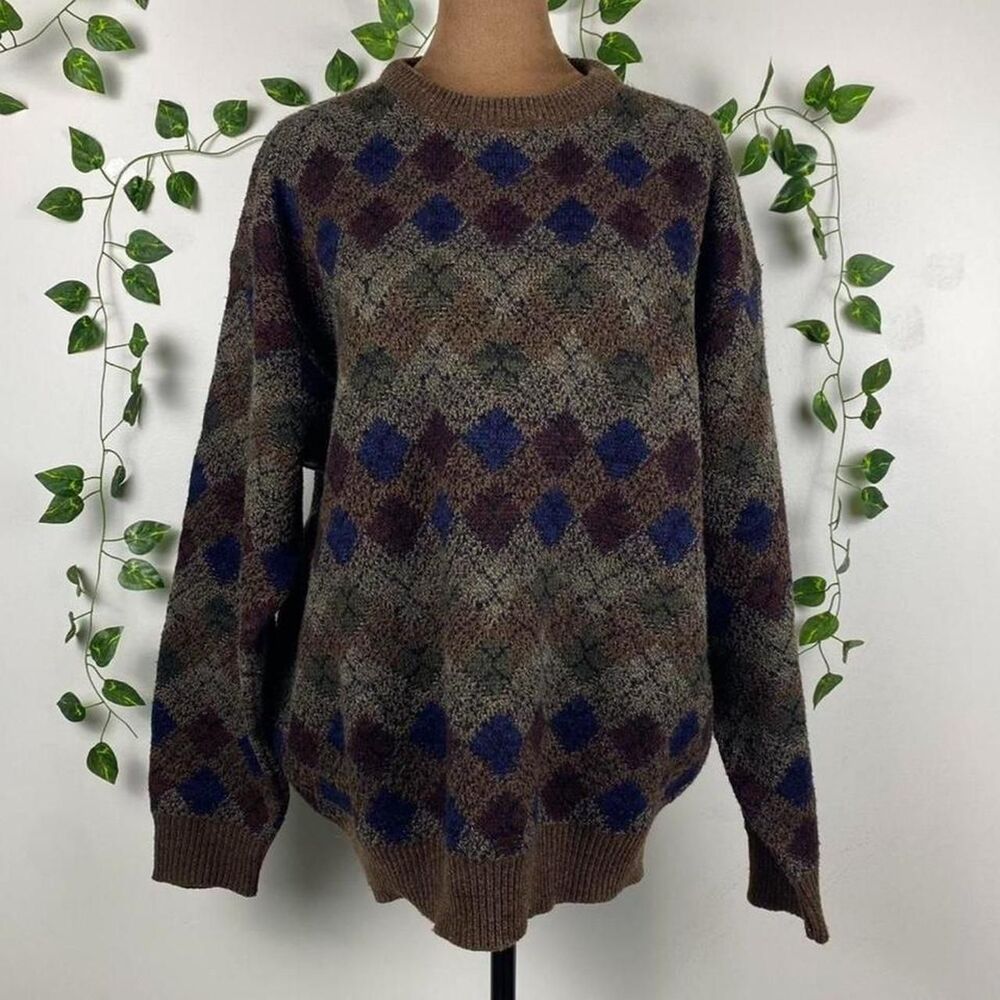 Vintage 90s Towncraft grandpa sweater crew neck grunge indie preppy knitwear